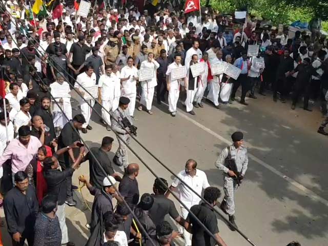DMK's MK Stalin Leads Anti-Citizenship Act Rally In Chennai, P Chidambaram Joins Him