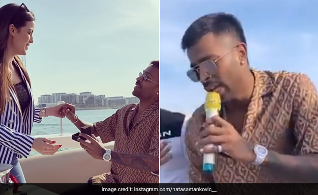 Hardik Pandya ने अंगूठी पहनाने के बाद गाया गाना, खिलखिला उठीं Natasa, देखें सगाई के Videos