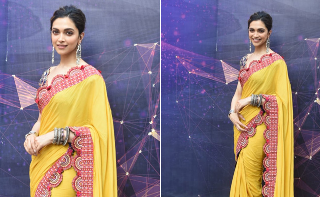 First in A Suit, Then In A <i>Saree</i> Deepika Padukone Makes Mustard The Colour Pick For Ethnic Wear