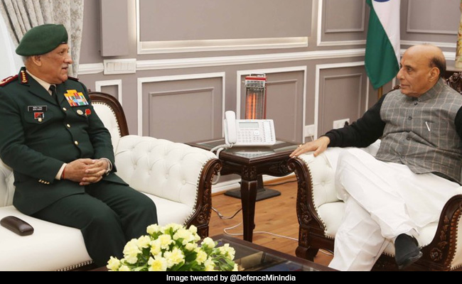 Chief Of Defence Staff Bipin Rawat Meets Union Minister Rajnath Singh At Delhi's South Block