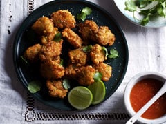 Corn Fritters with Roasted Bell Pepper Sauce