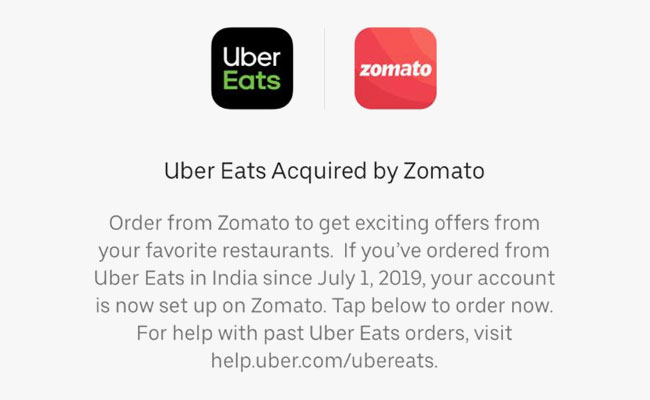 Zomato Buys Uber's Food Delivery Business Uber Eats In India For $350 Million