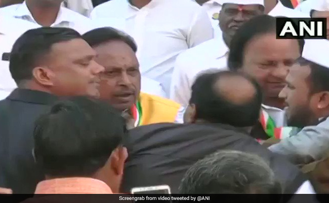On Camera, Madhya Pradesh Congress Leaders Fight At Republic Day Event