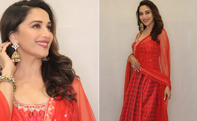 Madhuri Dixit Is Ravishing In A Gorgeous Red <i>Anarkali</i> Suit