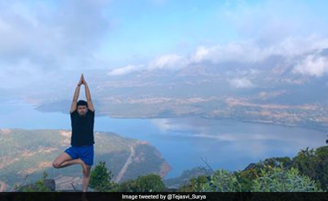BJP MP Tejasvi Surya Performs Yoga At Spectacular Location. See Pics