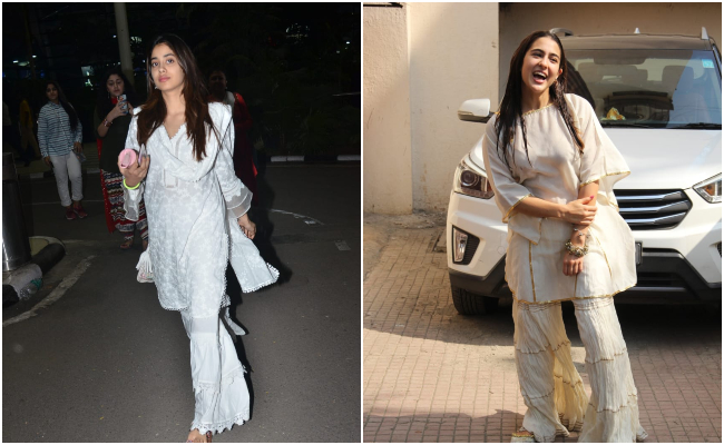 Janhvi Kapoor, Sara Ali Khan Are Back To Loving White Ethnic Suits