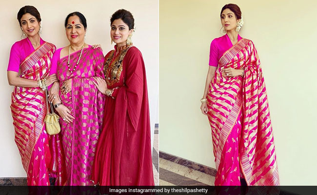 In A Gorgeous Hot Pink <i>Saree</i>, Shilpa Shetty Turns On The 'Ethnic Mode'