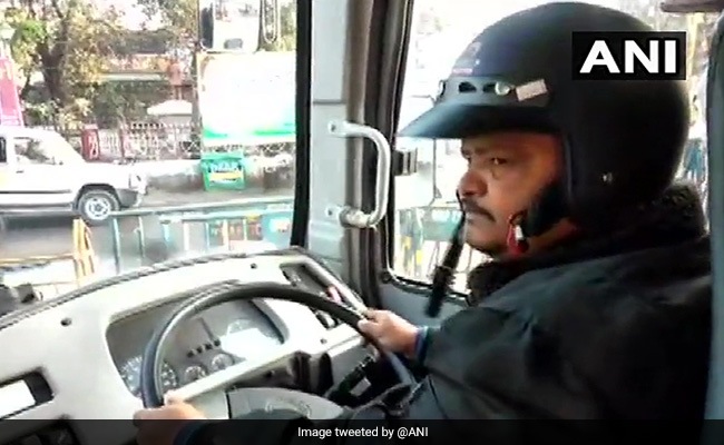 For Protection, Bus Driver Wears Helmet Amid Strike In Bengal