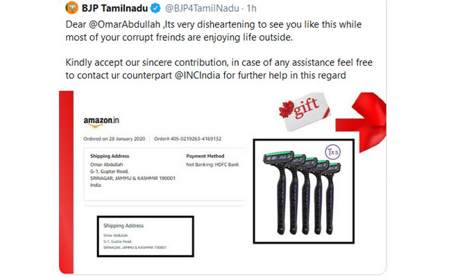 BJP Sends A Gift To Omar Abdullah, Deletes Tweet After Internet Gasps