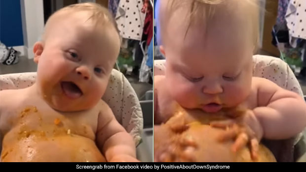 Watch: This Viral Video Of Baby Rubbing His Food Over His Belly Is Too Adorable