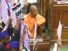 Chaos In UP Assembly, Opposition Leaders Carry Cylinders On Their Back Chaos In UP Assembly, Opposition Leaders Carry Cylinders On Their Back