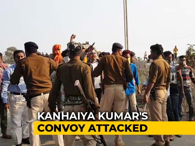 Stones Thrown At Left Leader Kanhaiya Kumar's Convoy Near Arrah In Bihar