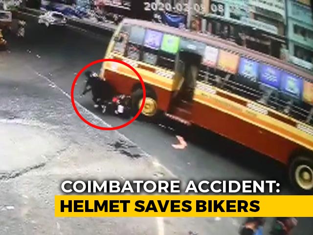 Video: Miraculous Escape For Bikers After Bus Runs Over Them In Tamil Nadu