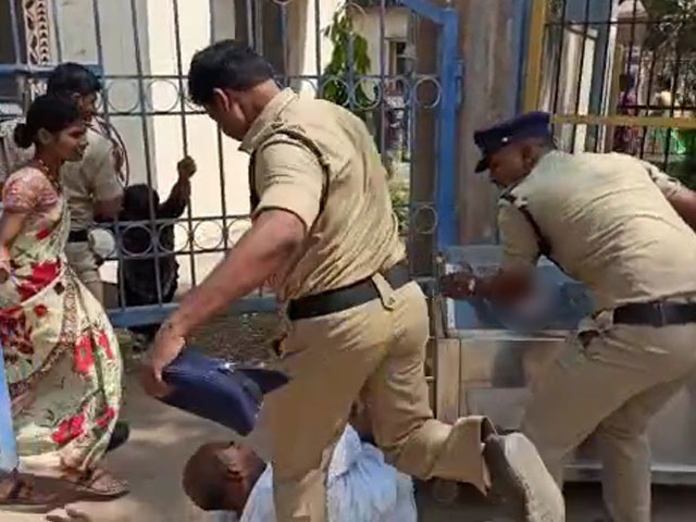 Telangana Cop Caught On Video Kicking Grieving Father Of Teen Who Died