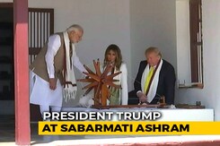 Trumps Spin Gandhi's <i>Charkha</i> At Sabarmati Ashram In Ahmedabad Trumps Spin Gandhi's <i>Charkha</i> At Sabarmati Ashram In Ahmedabad
