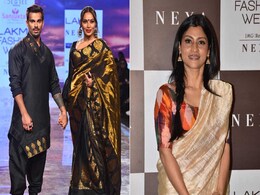 Bipasha Basu, Konkona Sen Sharma Dazzle In Gold <i>Sarees</i> At LFW Bipasha Basu, Konkona Sen Sharma Dazzle In Gold <i>Sarees</i> At LFW