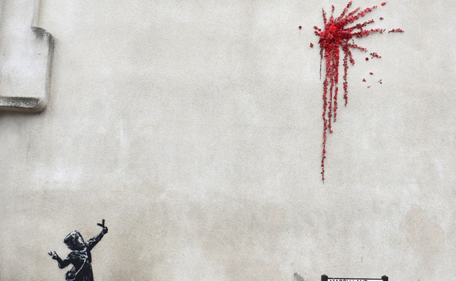 British Street Artist Plays With Violence And Innocence In Valentine's Day Graffiti