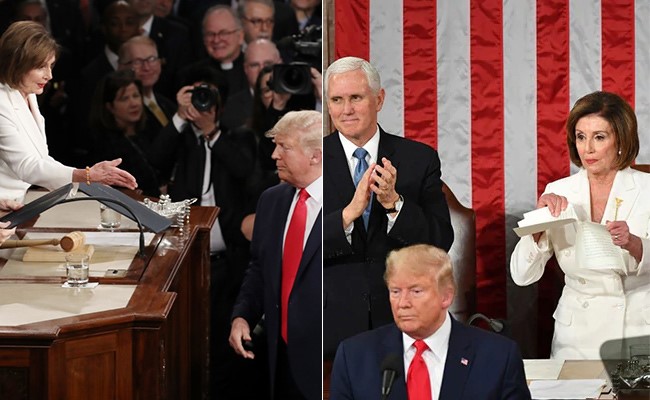 Trump-Pelosi Feud On Camera: His Handshake Snub, Her "Courteous" Payback