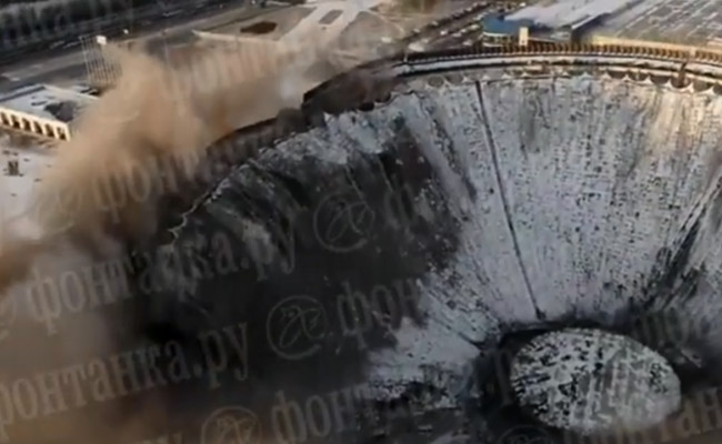 On Camera, Stadium Roof Collapses While Being Dismantled In Russia