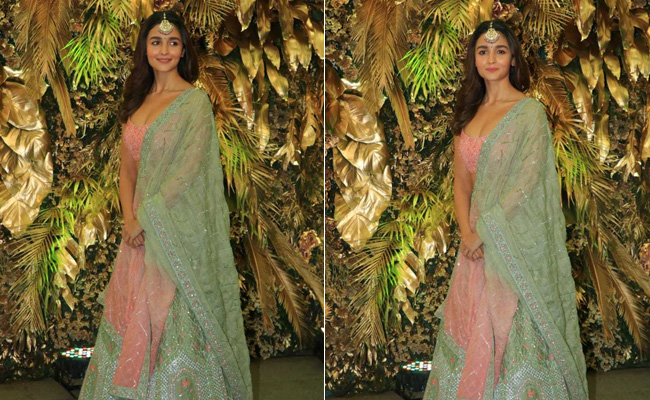 All Eyes Are On Alia Bhatt In A Gorgeous Pastel <i>Lehenga</i>