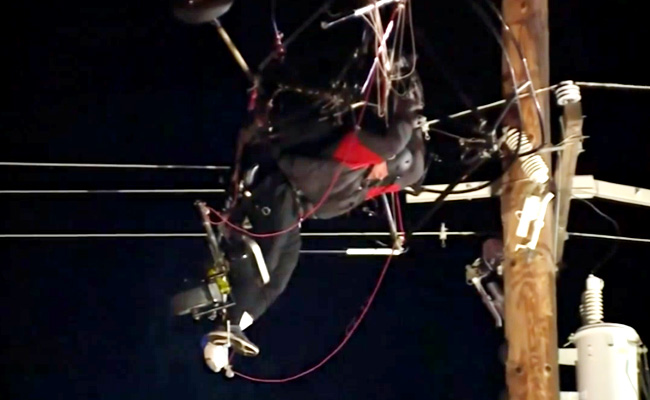 Video: Paraglider Stuck For Hours After Crashing Into Power Lines
