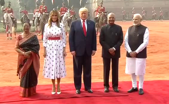 US President Donald Trump Given Ceremonial Welcome At Rashtrapati Bhavan