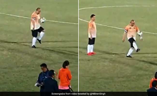 Watch: Manipur Chief Minister, Ex-Footballer, Scores Goal For His Team