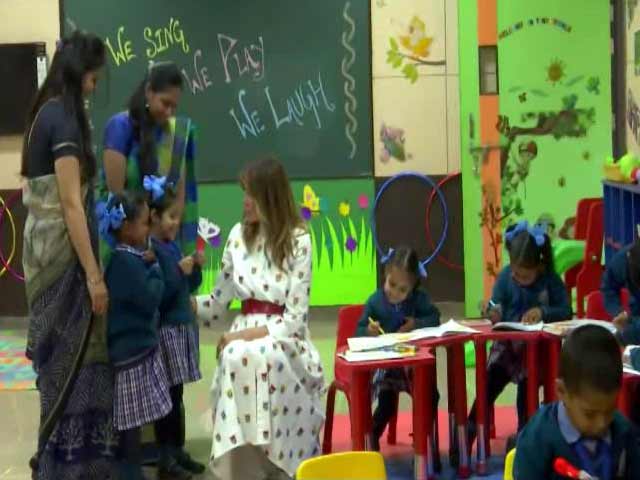Melania Trump Sits Down With Delhi Schoolchildren At "Happiness Class"