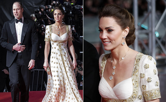 BAFTAs 2020: Kate Middleton's Dazzling White And Gold Gown Does Double Duty On The Red Carpet