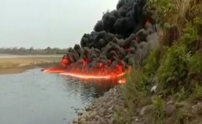 Assam River On Fire For 2 Days After Crude Oil Pipeline Bursts