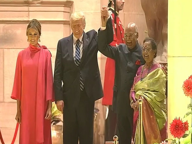 Donald Trump, Melania At Rashtrapati Bhavan For State Banquet