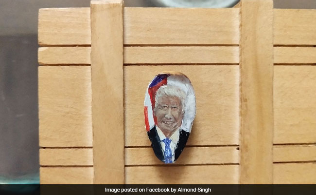 Chandigarh-Based Artist Makes Portrait Of Donald Trump On Almond