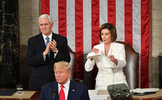Watch: Pelosi Rips Up Trump's Speech Copy In Payback After Handshake Snub