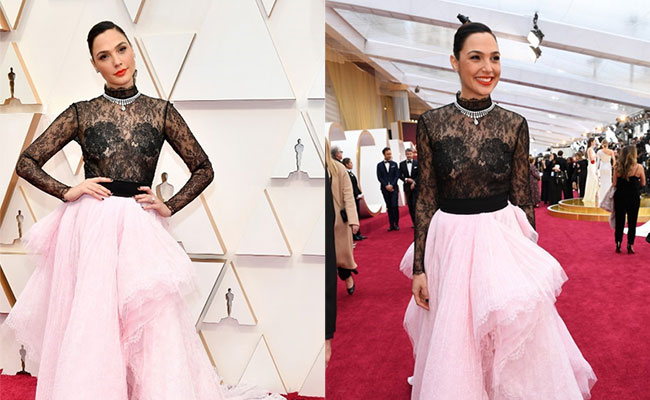 Oscars 2020: Wonder Woman Gal Gadot Is A Stunner In A Black And Pink Lace Dress