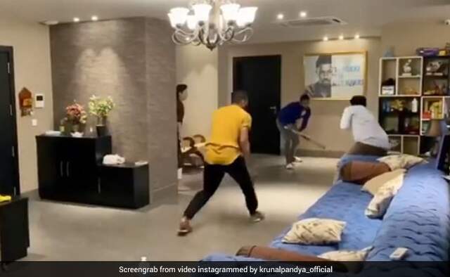 Hardik Pandya Play Cricket At Home Amid Lockdown Watch video Hardik Pandya Play Cricket At Home Amid Lockdown Watch video