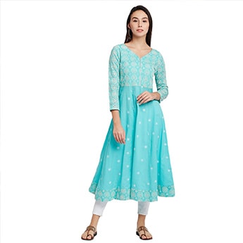 Details about / Georgette Chikankari Kurta LUCKNOWI Chikan Ethnic Summer Beach Wear Kurta Kurti