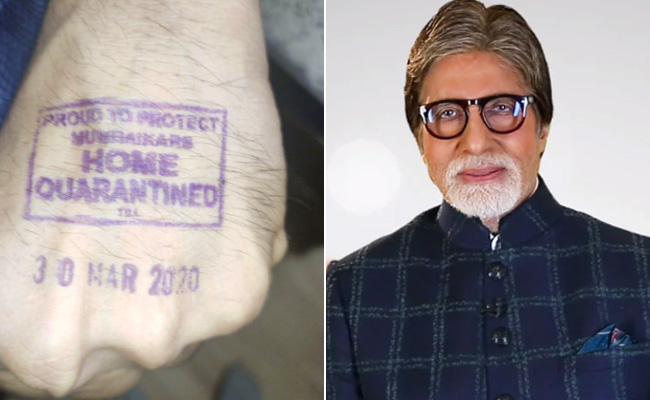 अमिताभ बच्चन ने 'होम क्वॉरेंटाइन' मुहर वाली Photo की शेयर, बोले- मुंबई में हाथ पर मुहर लगनी शुरू हो गई है...