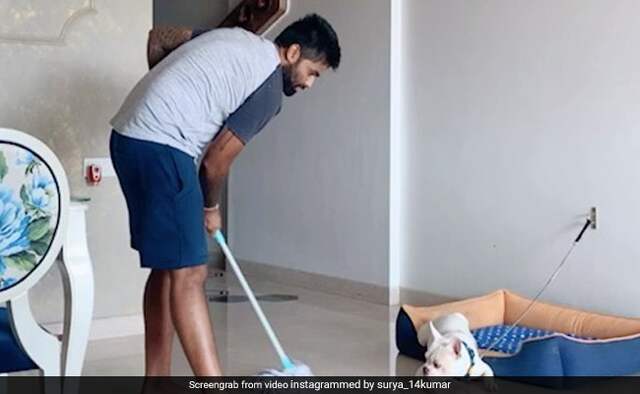 Mumbai indians cricketer Surya Kumar Yadav Mops Floor amid COVID-19 Lockdown Mumbai indians cricketer Surya Kumar Yadav Mops Floor amid COVID-19 Lockdown