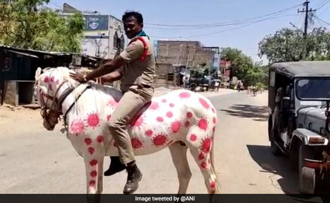 Andhra Pradesh Cop Uses His Horse To Spread Awareness About COVID-19