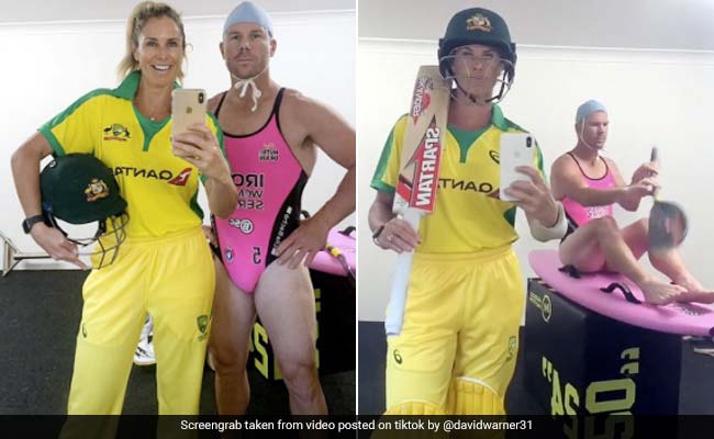 डेविड वॉर्नर ने पहना लड़कियों का स्विम सूट, देखकर पत्नी ने किया ऐसा... TikTok Video ने मचाया धमाल