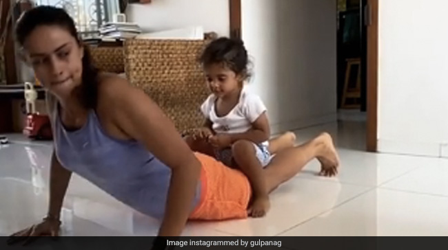 Gul Panag's Son Nihal Adorably Interrupts Her During Her "Quick" Workout Session. See Pics