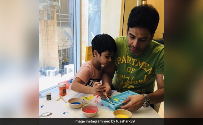 "Ice-Cube Painting At Home": Tusshar Kapoor And Laksshya Will Drive Away Your Lockdown Blues