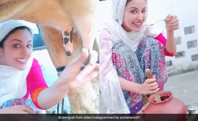 पंजाबी एक्ट्रेस सोनिया मान ने लॉकडाउन में सीखा गाय का दूध निकालना, देखें वायरल Video