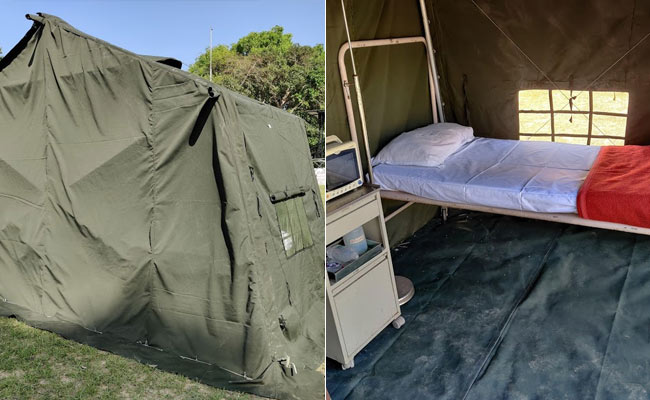 कोरोना वायरस : बेडों की कमी का भी निकला रास्ता, ऑर्डिनेंस फैक्टरी ने बना डाले ऐसे टेंट, देखें अंदर की तस्वीर