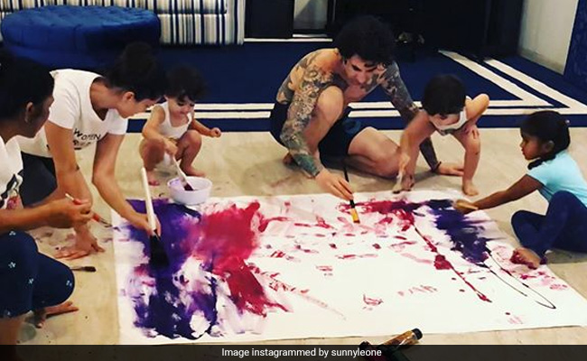 A Glimpse Of Sunny Leone's In-House Painting Session With Fam