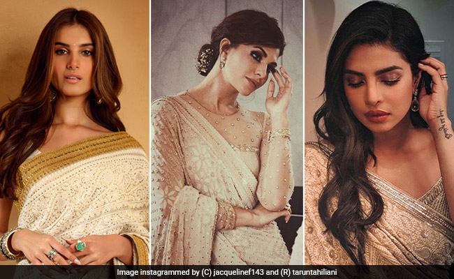 Priyanka Chopra, Tara Sutaria And Jacqueline Fernandez Can't Get Enough Of <i>Chikankari Sarees</i>