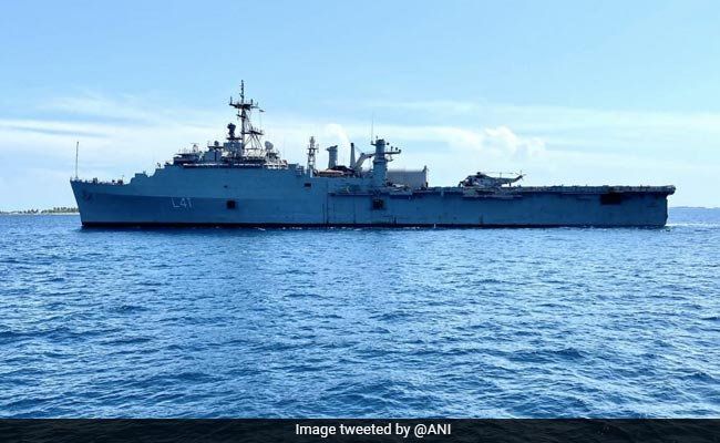 Watch: Navy Warship Enters Maldives To Bring Back Stranded Indians