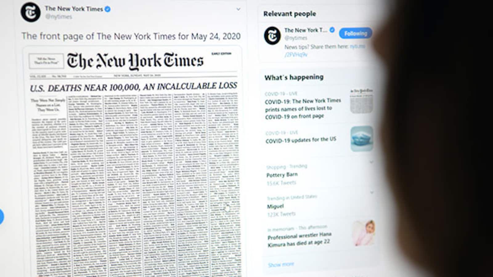 Coronavirus: The New York Times Marks Grim US Virus Milestone With ...