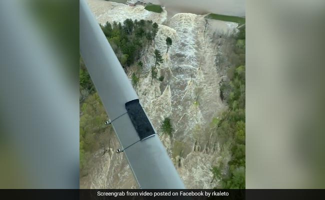 Pilot Captures Dramatic Aerial Footage Of Water Pouring Out After Dam Burst