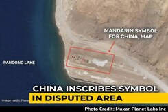 Chinese Inscribe Huge Symbol, Map Onto Disputed Territory In Pangong Chinese Inscribe Huge Symbol, Map Onto Disputed Territory In Pangong